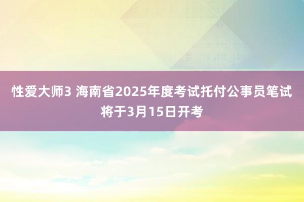 性爱大师3 海南省2025年度考试托付公事员笔试将于3月15日开考