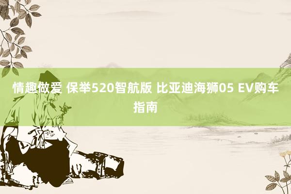 情趣做爱 保举520智航版 比亚迪海狮05 EV购车指南